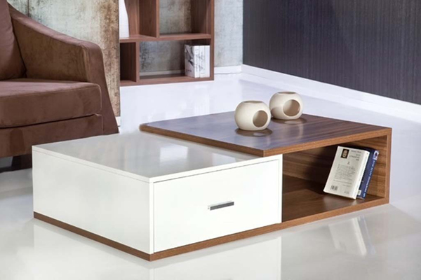 طاولة وسط 35×100×50 سم - بني وأبيض - TV.ZONE.99797