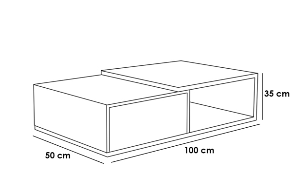 طاولة وسط 35×100×50 سم - بني وأبيض - TV.ZONE.99797